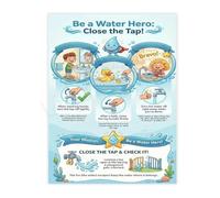 Sustainability and Save Water Guide Educational Canvas Wall Art for Green Business or Home Office(Unframed,16x24inch(40x60cm))