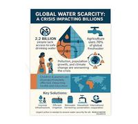 Sustainability Education Poster Water Conservation Tips Canvas Wall-Art for Home Office School Classroom Decor(Framed,12x18inch(30x45cm))