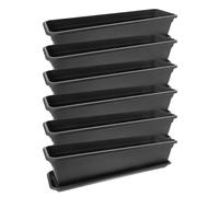 SUSTANIA 2friends Lot de 6 jardinières de balcon 80 cm avec soucoupe, en plastique, fabrication européenne, anthracite