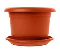 Sustania Grand pot de fleurs avec soucoupe - Diamètre : 70 cm - En terre cuite - Grand pot de fleurs d'extérieur - Grand pot de fleurs pour l'extérieur - Résistant aux intempéries - Fabriqué en