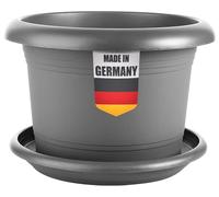 SUSTANIA Grand pot de fleurs avec soucoupe - Diamètre : 80 cm - Anthracite - Grand pot de fleurs pour l'extérieur - Résistant aux intempéries - Fabriqué en Allemagne