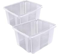 SUSTANIA Lot de 2 boîtes de rangement empilables en plastique transparent de 24 l - Pour la maison, le bureau et le garage - Fabriqué en UE