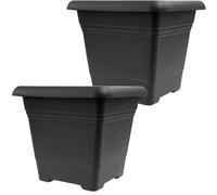 SUSTANIA Lot de 2 grands pots de fleurs d'extérieur 40 x 40 cm - Anti-basculement - Avec système de drainage - Jardinière extrêmement résistante - Pot de fleurs stables - Anthracite