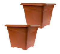 SUSTANIA Lot de 2 grands pots de fleurs d'extérieur 48 x 48 cm - Anti-basculement - Avec système de drainage - Pot de fleurs extrêmement résistants - Terracotta