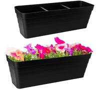 Sustania Lot de 2 jardinières de balcon de 60 cm avec système d'irrigation - Jardinière noire - Fabriqué en UE