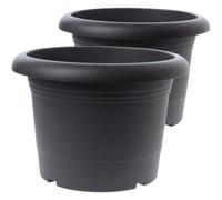 SUSTANIA Lot de 2 pots de fleurs de qualité supérieure en anthracite : 40 cm - Pot de fleurs de qualité supérieure - Fabriqué en Allemagne pour toutes les conditions météorologiques !