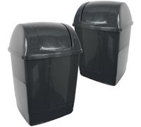 SUSTANIA Lot de 2 poubelles de cuisine - Avec couvercle basculant - 15 l - En plastique - Gris foncé - 49 x 32,5 x 28,5 cm - Fabriqué en UE
