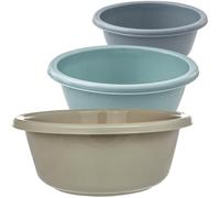 Sustania Lot de 3 bols multifonctions en plastique de 4 l, diamètre 32 cm, hauteur 12,5 cm, pour la maison, la cuisine et le jardin, mélange de couleurs pastel