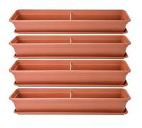 SUSTANIA Lot de 4 jardinières de balcon de 80 cm en terre cuite : transformez votre balcon en une oasis florissante ! Jardinière avec soucoupe