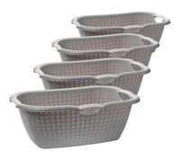 Sustania Lot de 4 paniers à linge, rectangulaires, en plastique, gris, avec poignées ergonomiques, 60 x 40 x 22 cm, pour la maison et l'organisation du linge