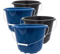 Sustania Lot de 4 seaux multi-usages - Seau en plastique de 12 l - Avec bec verseur et aide au transport - Bleu/anthracite avec échelle de mesure - Fabriqué en UE