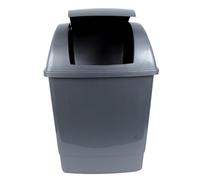 SUSTANIA Poubelle de cuisine avec couvercle basculant 15 l, en plastique, argentée, 49 x 32,5 x 28,5 cm, avec couvercle automatique, fabriquée en UE
