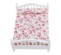 Sustvita 1/12 Scale Dollhouse Bed Mini Furniture Double Bed Accessoire pour Dollhouse Miniatures Collecteur Réaliste Affichage