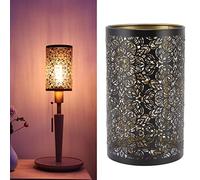 Sustvita Abat-jour en métal, motif circulaire cylindrique avec sculpture creuse ombre décorative E27 E26 amovible pour lampes de table et murales