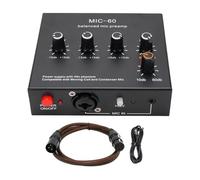 SustVita Amplificateur de gain de micro avec circuit d'amplification équilibré, gain + 60 dB, E/S XLR 3,5 mm 6,35 mm, préampli microphone avec alimentation 48 V pour diffusion en (Avec câble XLR)