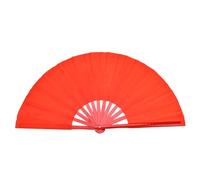 SustVita Bamboo Silk Practice Fan for Tai Chi Kung Fu Martial Arts Training and Performance Chinese Folding Hand Fan with Traditional Bamboo Rib (Red Pole and Red Face)