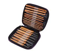 SustVita Crochet Hooks with Case Bamboo Crochet Hook Set for Knitting Weaving Tools and Craft Yarn Sewing Needles DIY Projects for Adults