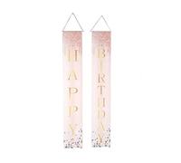 SustVita Glitter Happy Birthday Banners 2 Pcs with Washable Polyester for Home Garden Decor and Photography Backdrop, a Reusable Birthday Party Supply