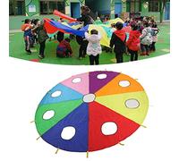 SustVita Kids Umbrella Parachute Inflatable Play Parachute Set for Outdoor Party Parachute Game with 9 Holes Group Activities