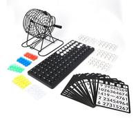 SustVita Kit de Bingo Family Game Night Comprenant Un Distributeur Rotatif, Un Jeu de Bingo Complet en Cage en métal avec des Cartes et des marqueurs pour Les fêtes et Les