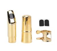 SustVita Kit d'embout de saxophone soprano en laiton 5#, ensemble complet d'embouts de saxophone soprano avec capuchon et ligature pour un son concentré et un jeu rapide