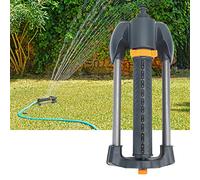 SustVita Lawn Sprinkler Metal Base Rotating Oscillating Sprinkler 20 Hole Water Sprinkler Adjustable Spray for Garden Coverage