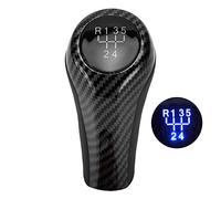 SustVita Levier de vitesse avec lumière LED pour transmission manuelle à 5 vitesses, finition style fibre de carbone, pommeau de levier de rechange pour sélections X1 X3 X5 Z4 M3