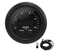 SustVita Manomètre de pression de carburant 52 mm, lecture maximale de 15 PSI, fonctionnement 12 V avec capteur de pression NPT 1/8", compteur de presse à huile antichoc avec LED