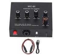 SustVita Mic Gain Booster avec amplification 60 dB, un préampli de microphone DC 5 V-12 V avec sortie équilibrée pour micros dynamiques et à condensateur 48 V pour la diffusion