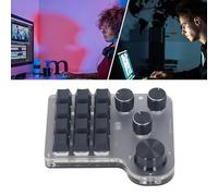 SustVita One Handed RGB LED Gaming Keyboard, USB Mini Macro Mechanical Keyboard with 12 Keys and 4 Knobs, Customizable RGB Lighting, for Gaming and Productivity