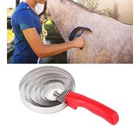 SustVita Peigne à curry réversible pour chevaux, démangeaisons en métal avec 6 anneaux en acier inoxydable pour un soin efficace