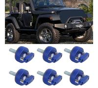 SustVita Quick Removal Thumb Screw 6 Piece Kit, Billet Aluminum Hard Top Fastener Kit for JK JLU JT 2dr / 4dr 2007 to 2018 with D Rings (Blue)