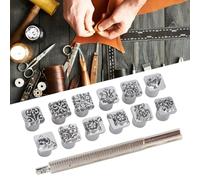 SustVita Stamping Punch Tool Kit, 12Pcs Outlast Leather Stamping Punch Set with Various Designs for Arts and Crafts