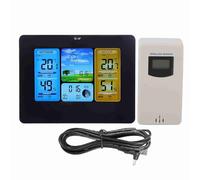 Sustvita Station météorologique numérique de pour une utilisation extérieure intérieure, un thermomètre sans fil, un écran LCD et une surveillance de l'humidité (Neutre - noir)