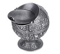SustVita Windproof Ashtray with Lid, Vintage Metal Round Ball Shape, Ideal for Indoor Outdoor Smoking (Tin Castle)