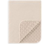 Susurration Couverture Bébé Et Enfant Et Coton Douce en Minky pour Lit Bebe 75x100 cm,Multifonctionnel Bilatéral pour Landaus Plaid Bebe Couvertures (Beige)