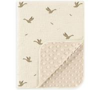 Susurration Couverture pour bébé en coton, douce pour nouveau-né, tapis d'éveil 75x100cm, couverture minky multifonctionnelle pour petits enfants filles et garçons (Oie)