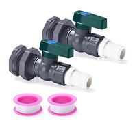 Suswillhit Lot de 2 robinets de baril de pluie en PVC avec adaptateur de robinet de raccord de cloison et ruban d'étanchéité pour réservoirs d'eau, aquariums, baignoires, piscines, tonneaux de jardin