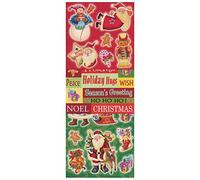 SUSY CARD 40002712 Sticker, autocollant, archet Taille 8 x 12, 5 cm, 3 feuille sous vide, motif : Xmas personnages