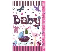 'SUSY CARD 40009834 Carte de vœux pour la naissance/fille "Poussette, cigogne, dimensions : 17 x 11 x 0, 1 cm