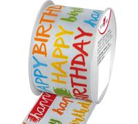 SUSY CARD Ruban cadeau sur bobine "Birthday Party" Ruban textile 40 mm x 2 m