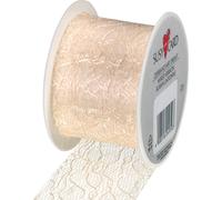 SUSY CARD Ruban cadeau sur bobine "Lace" crème Ruban textile 40 mm x 2 m