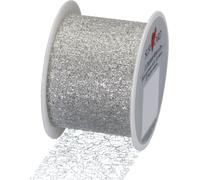 SUSY CARD Ruban cadeau sur bobine "Lace metallic" argenté