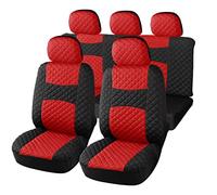 Susy Shop A20 Housses de siège universelles pour voiture | Modèle matelassé | Ensemble de housses avant et arrière | Fermeture éclair | Housse de siège intérieure (A20 (Trapunté) Rouge)