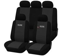 Susy Shop Housses de siège auto universelles Made in Italy - Racing - dossier arrière avec 2 fermetures éclair - airbags compatibles (gris foncé/noir)