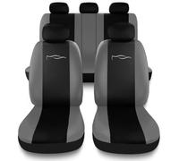 Susy Shop Housses de siège auto universelles Made in Italy - Racing - dossier arrière avec 2 fermetures éclair - airbags compatibles (noir/gris foncé)