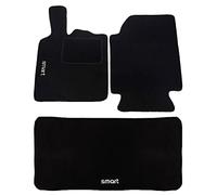Susy Shop Tapis de voiture compatibles Smart | en moquette noire | Logo brodé | Tapis texturés déchirants | w450 - w451 - w453 | Accessoires intérieurs de voiture (W450 - Première série avec coffre)