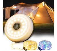 Sutaig Guirlande lumineuse de camping, lanterne de camping 4 en 1 pour extérieur avec 8 modes d'éclairage (9,99 m), récupération rapide en 30 s, étanche, charge rapide Type-C, lumières portables pour