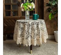 SUTAVIA Petite Nappe Ronde en Dentelle - Or Rose - Résistante à la Poussière - Pour Table de Salle à Manger, Pique-Nique, Fête de Mariage, Banquet, Décoration de la Maison (Doré, 83,8 cm)