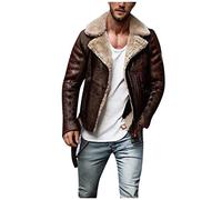 sutelang lurryly Blouson De Moto en Cuir De Velours Plus pour Hommes Retro Personnalité Hiver Chaud Veste en Cuir ÉLéGant Et Chic Slim Veste Courte en Cuir Veste De Transition